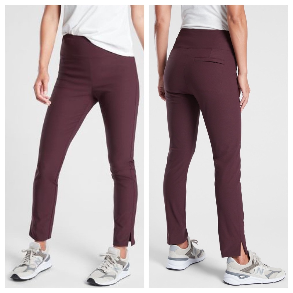 athleta - wander slim ankle pant straight leg side zip stretch casual workout